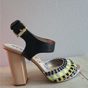 Sam Edelman Yuri Embroidered Heeled Sandals Multicolor Women's Sz 7.5
